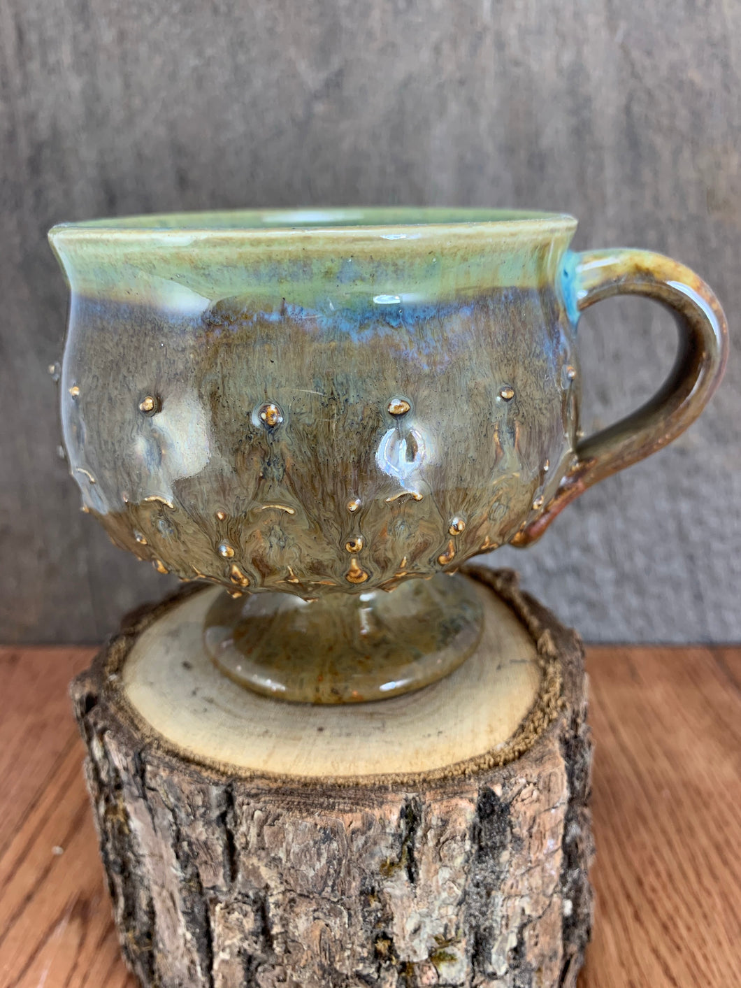 Earth Aqua Pedestal Coffee/Tea cup