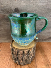 Load image into Gallery viewer, Green &amp; Aqua, Fluted Based Mug with Fancy Handle