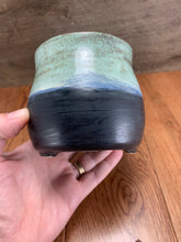 Load image into Gallery viewer, Three Footed Black/Aqua Planter