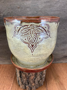 Large Burgundy Mandala Planter