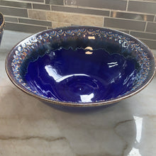 Load image into Gallery viewer, Cobalt Lace medium serving bowl with flared lip