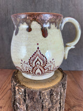 Load image into Gallery viewer, Burgundy Carved Mandal Mug